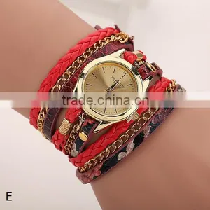 Top Selling Women's Leopard 1" Wrap Braided Leather Bracelet Watch/ Quality Choice thumbnail-5