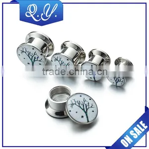 Ear Tunnel Piercing Jewelry Male Plug 316L Stainless Steel Screw Plug thumbnail-2