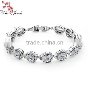 4 Colors Pear Shape AAA Cubic Zircon Women Bridal Bracelet Jewelry for Women thumbnail-1