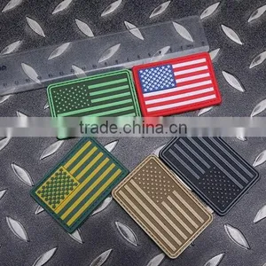 American Flag Patch Rubber PVC US Flag Hook And Loop Tactical Patches Military Armband Army Badge Red Green Color thumbnail-1