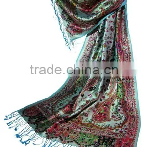 High Quality Multi Color Screen Print Silk Modal Shawls thumbnail-1
