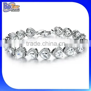 Top Quality 925 Sterling Silver Pave Diamond Heart Tennis Bracelet thumbnail-4