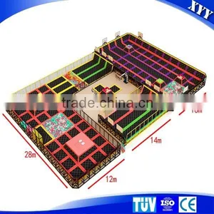 Kids Square Trampoline Park With Basketball Hoop thumbnail-1