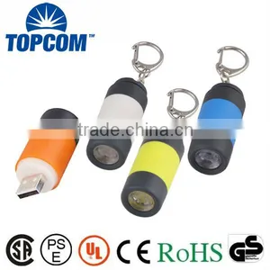 Wholesales Promotional Gift USB Recharging PVC LED Keychain Torch thumbnail-1