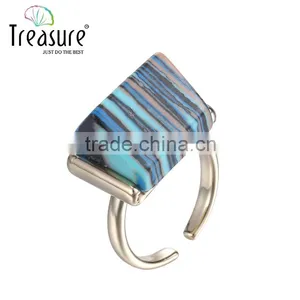 Fashion Jewelry 2015 Acrylic Gold Ring Blue Adjustable Rings Jewelry thumbnail-5