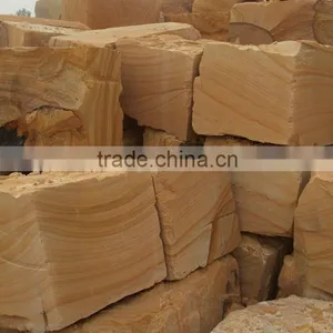 China's Yellow Wood Veins Sandstone, Honed, Natural Split & Mushroom Surface thumbnail-6