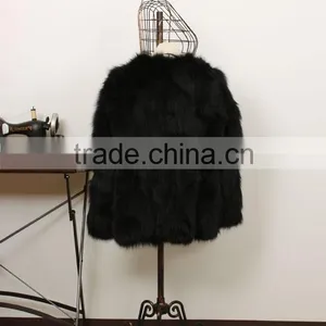New Fashion Black High Quality Sex Fox Fur Coat Woman thumbnail-5