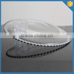 LXHY-P007 Wholesale Rimmed Clear Glass Beaded Charger Plate Quality Choice thumbnail-3