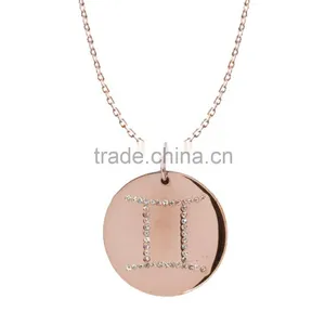 925 Silver/Brass Pandents Rose Gold/Yellow/Silver Plated With Genuine Crystal Customize Design 'Horoscope' for 'Gemini' thumbnail-1