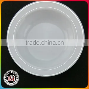 White Dinnerware Plastic Plate With 2 Sliver Circles thumbnail-1