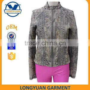 Washed Fashion Material New Design Slim Style pu Leather Jacket for Woman thumbnail-1
