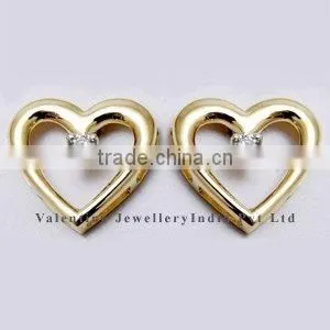 Baby Hoop Earrings, Baby Heart Earrings in Diamonds and Yellow Gold Jewelry thumbnail-1