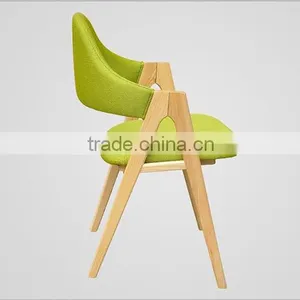 Green Color Fabric Indoor Wood Chair thumbnail-4