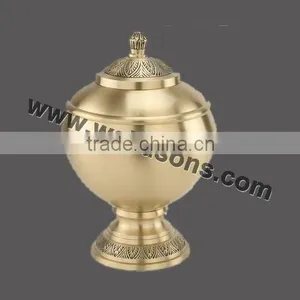 Handmade Stylish Metal Cremation Urns in Small and Large Sizes in Brass and Aluminium With Decoration thumbnail-1