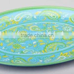 Oval Shape Melamine Plastic Dinner Plate Big Plate With Decal thumbnail-1