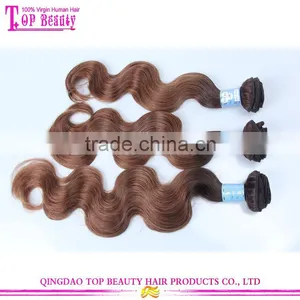 Qingdao Hot Sale Two Tone Color Remy Human Hair Mink Peruvian Hair Body Wave Hair Weave thumbnail-2