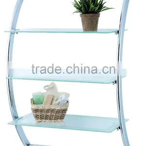 Long Tube Metal 3 Tier Wall Frame Bathroom Rack Chrome thumbnail-1