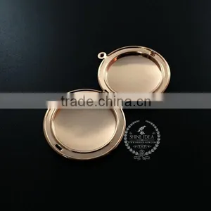 20MM Rose Gold Plated Brass Round Photo Locket Vintage Style Fold Photo Locket Pendant Charm1110024 thumbnail-2