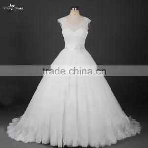 RSW912 Wholesale Scoop Neckline Vintage Lace Wedding Dresses 2016 With Belt Bridal Ball Gown Wedding Gown thumbnail-1