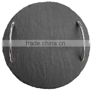 Round Black Natural Slate Serving Tray thumbnail-1