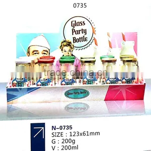 Haonai Vintage Embossed Glass Pudding Bottle Milk Bottle With Wide Mouth Cap Wholesale thumbnail-3
