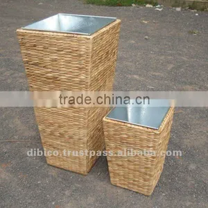 2 Pcs Flower Planter Set, Iron Frame Plastic Pot Insert Water Hyacinth, Design 2012 thumbnail-1