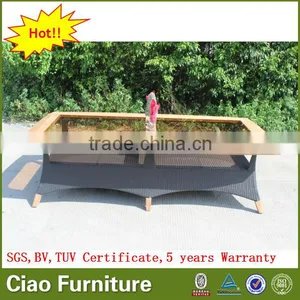 Luxury Outdoor Extended Glass Dining Table and Teakwood Chairs thumbnail-5