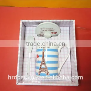 Restaurant Crockery Hotel White Porcelain Ceramic Mug Set With Lids thumbnail-1