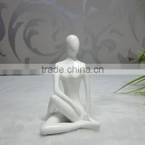 Black Resin Abstract Modern Yoga Lady Sculpture thumbnail-2