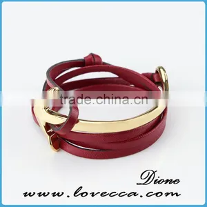 2017 Wholesale Leather Half Cuff Mens Anchor Bracelets thumbnail-2