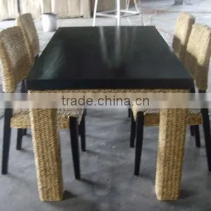 Water Hyacinth Furniture, Dining Set With Wooden Frame thumbnail-1