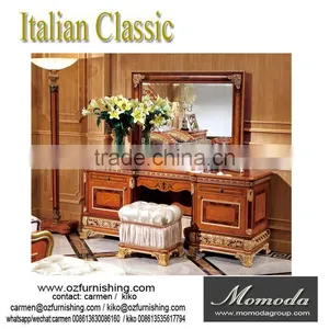 YB62 European Style Wooden Makeup Dresser With Mirror, Luxury Antique Wedding Bedroom Set, Wedding Decoration thumbnail-1