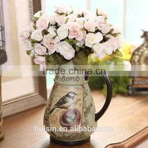 High Quality Classical Rural Bird Ceramic Table Vase With Hand Paint thumbnail-3