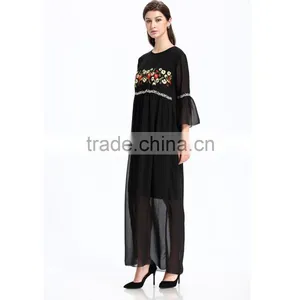 Embroidered Long Chiffon New Style Woman Maxi Dress thumbnail-5