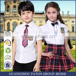 Custom Primary School Shirt /Short Skirt And Pants For Children Summer School Uniform thumbnail-1