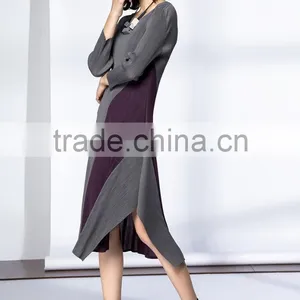 High Elastic Pleat Asymmetrucal Spring Women Dress thumbnail-5