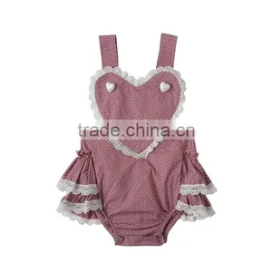 2017 New Style Baby Clothes Heart Polk Dots Romper Baby Bodysuit Wholesale Girls thumbnail-1