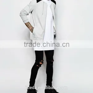 OEM Custom Wholesale Double Zips Streetwear Man Bomber Jacket in Jersey Made in China thumbnail-3