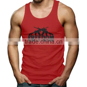 China Printing Cotton Custom Gym Wholesale Mens Running Stringer Singlet thumbnail-5