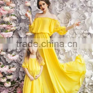 Matching Mother And Me Dresses Family Look Mother And Daughter Dresses Chiffon Maxi Dresses thumbnail-3