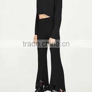Runwaylover 4930 New Style 2017 Ladies High Waist Fringe Flare Pant thumbnail-3