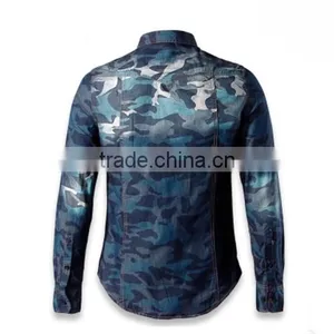 2016 Camouflage Style Men Washed Denim Casual Shirt thumbnail-3