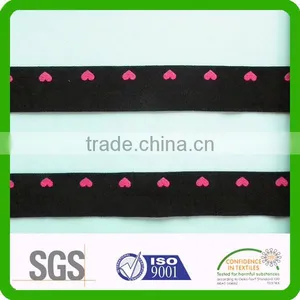 15mm Soft Matt NO-CRACK Heart Print Elastic Folded Ribbon thumbnail-1