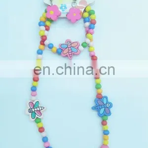 Hot Cute Handmade Children Colorful Wood Bead Necklace and Bracelet thumbnail-1