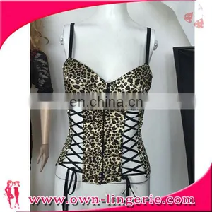 Hot Selling Leopard Print Lingerie Sexy Shoulder Straps Corset for Woman thumbnail-1