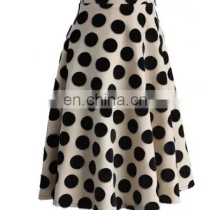 Polka Dots Velvet A-line Midi Skirt thumbnail-2