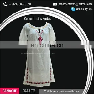 Hot Selling Embroidered Designer Cotton Ladies Kurtis thumbnail-6
