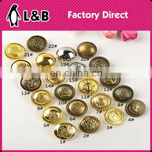 2016 High Quality Vintage Antiqued Metal Dome Shank Buttons Military Brass Buttons thumbnail-1