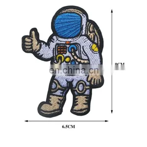 Kids Space Iron On Patch- Fancy Dress Up Play Astronaut Commander Military Badge Astronaut Space Embroidery Patch Applique thumbnail-1