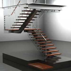 Simple Design Wooden Staircase With Open Riser thumbnail-2